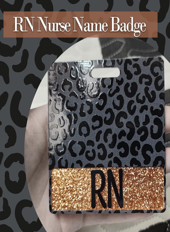SEEVOR Black Leopard RN Badge Buddy Horizontal Nurse Name Badge Identification Tags (1 Count, 3.3x3.2 inches, 1 Piece) - Image 4